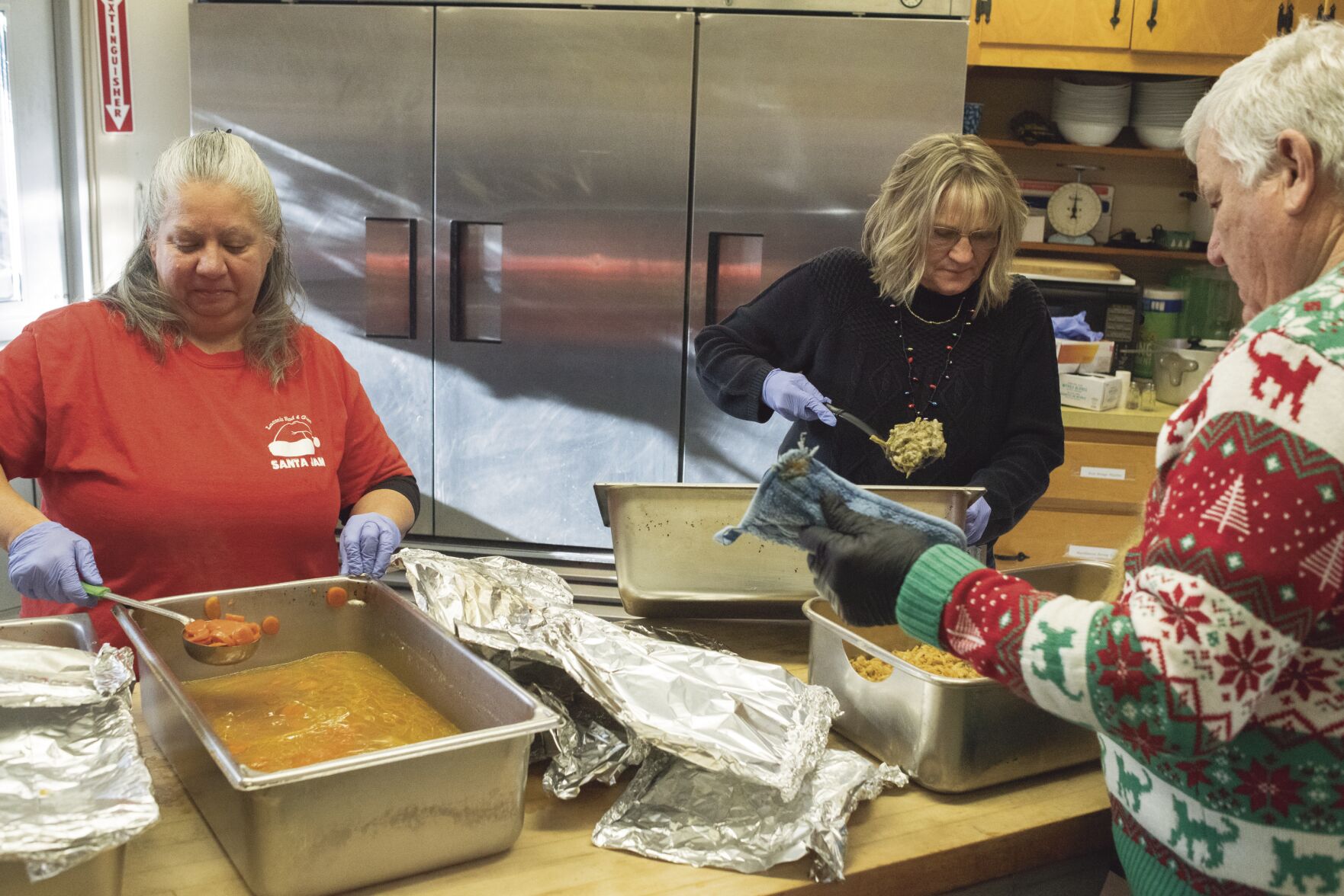 Volunteers serving